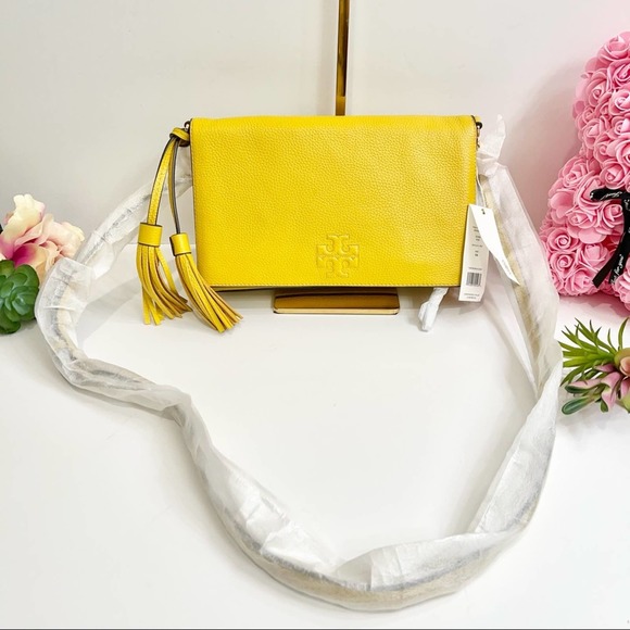 NEW Tory Burch Thea Foldover Crossbody Bag in Daylily - Picture 1 of 13
